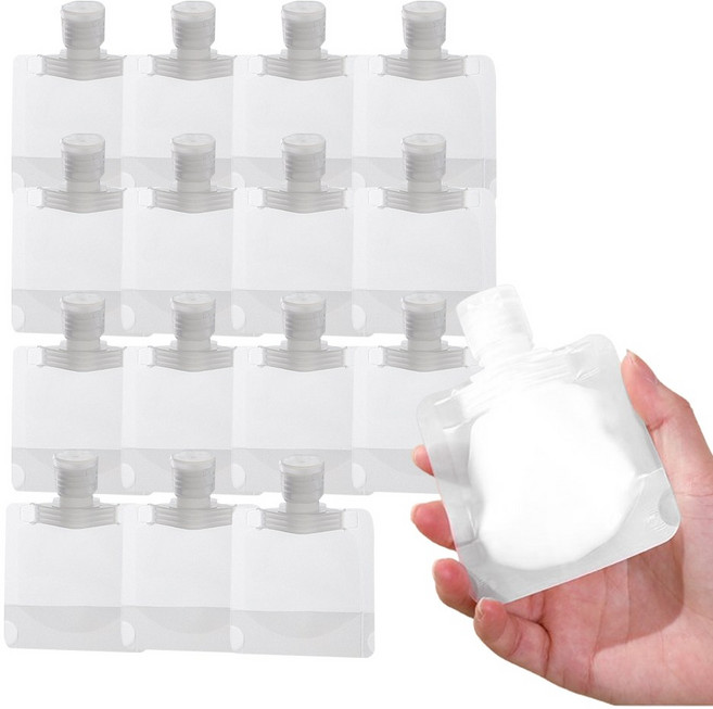 이지유 여행용 공병 파우치 세트 화장품 샴푸 로션 소분 휴대용 용기, 15개, 화이트 (30ml)