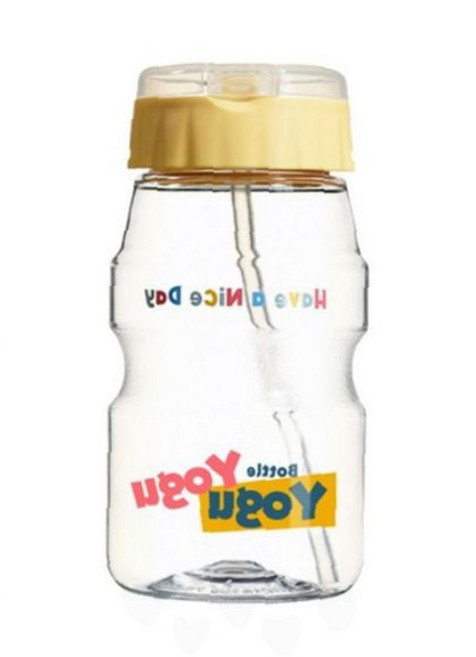 투명 유아 어린이 외출 휴대 빨대 유치원 460ml 물통 음용 음료수 보틀, 1개, 코멕스 요구요구빨대물병460ml(옐로우)