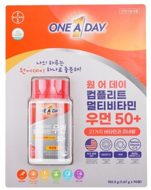 바비엘 원어데이 멀티비타민 우먼 50+, 90정, 1개