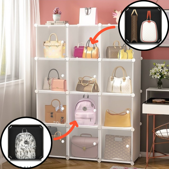 가방보관함 정리대 명품백 모자 옷 수납장 선반 진열장, 2칸(1열 2칸), 1개