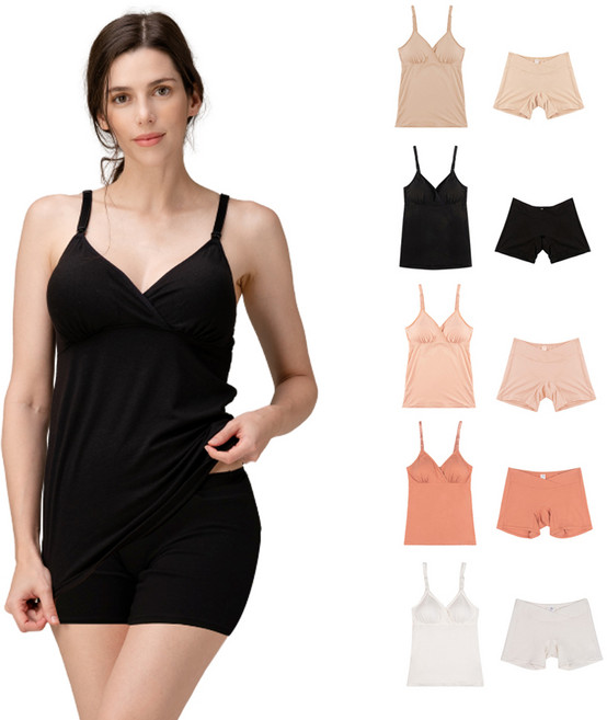 [국내생산] 뉴니끄 면모달 원터치 임산부 수유 나시&드로즈팬티 세트