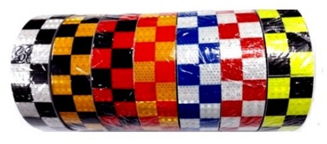 대성부품 반사테이프 반사스티커 체크무늬 고휘도 1M 50mm 5cm 화물차 대형트럭 안전반사 체크무니 반사 테이프 스티커 오토바이 구급차 긴급차량 야광, 1개