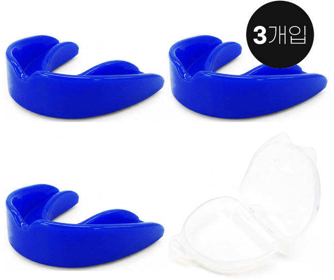 세이프가드 복싱 아동용 마우스피스 3개입 케이스포함, 블루, 3개