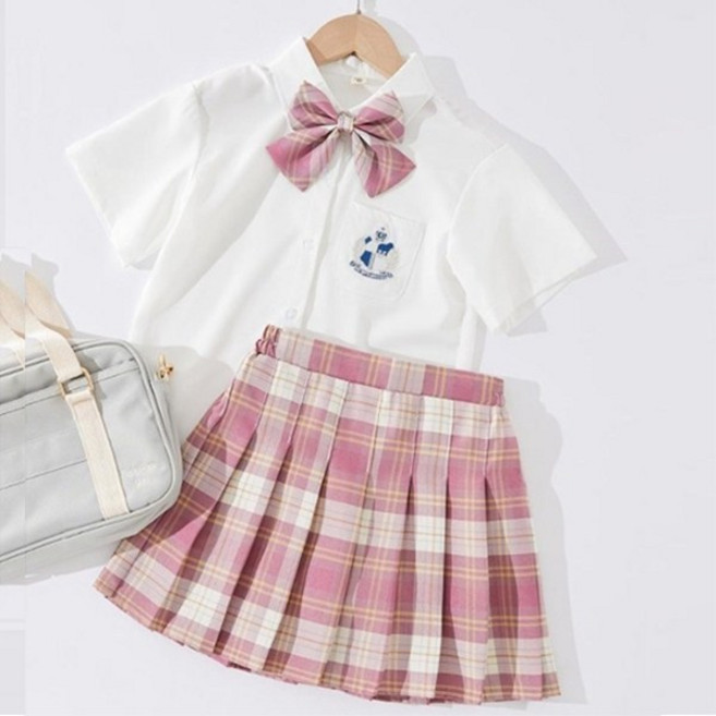 여아용 썸머 스쿨룩 셔츠 + 타이 + 치마세트