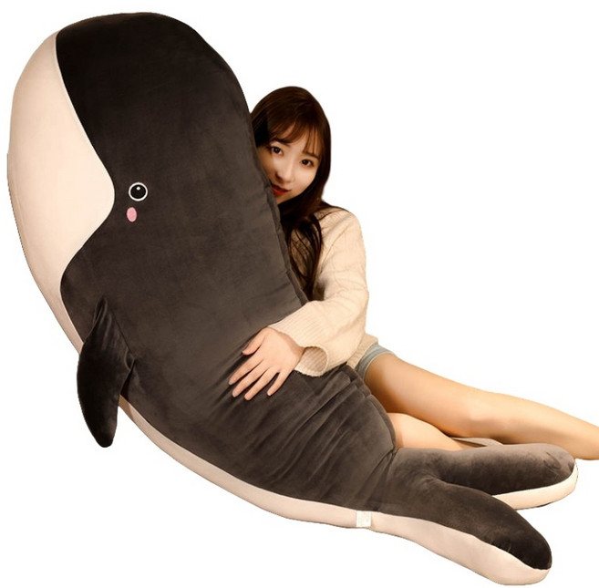 Haengbuk 고래 바디플로우 모찌인형 성인애착 바디필로우 긴배게, black