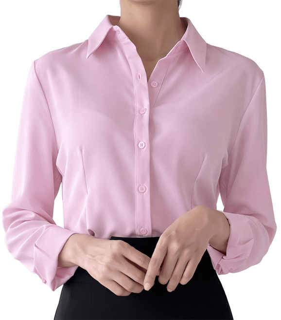 로로비 여성 슬림핏 셔츠 구김없는 화이트 블랙 하늘색 핑크 블라우스 와이셔츠 RB0002