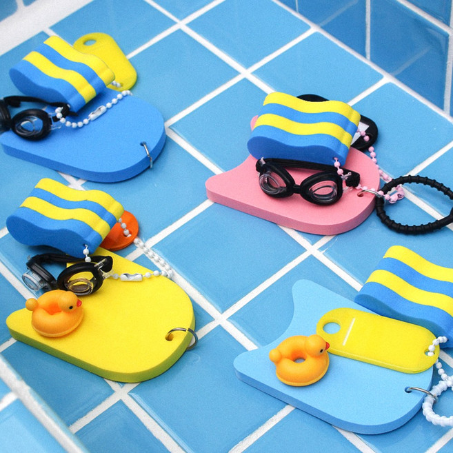 aum 수영키링 킥판 수영장 백참 가방 수친 키링, 수친 오리세트, 1세트, 하늘킥판