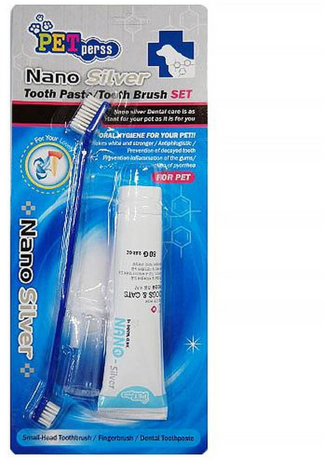 [펫퍼스] 은나노 칫솔&치약 세트, 1개