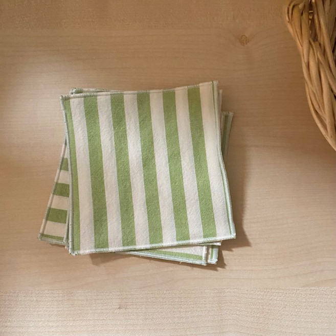 파스텔체크 패브릭코스터 컵받침 제작 4p, 비비드라인그린, 1세트