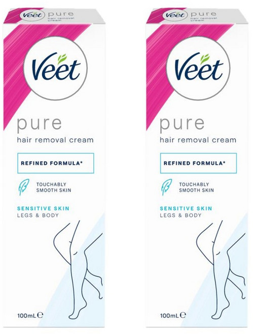 비트 민감성 퓨어 바디 앤 레그 제모제 Veet Pure Hair Removal Cream Legs Body, 2개, 100ml
