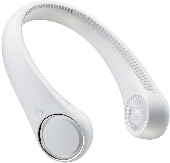 코스키 휴대용 무선 넥밴드 선풍기 BLDC 대용량 4000mAh-M5 부직포주머니 포함, 화이트
