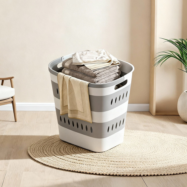 ADNEWX 대용량 접이식 빨래바구니 속옷 양말 바스켓 포함, 그레이
