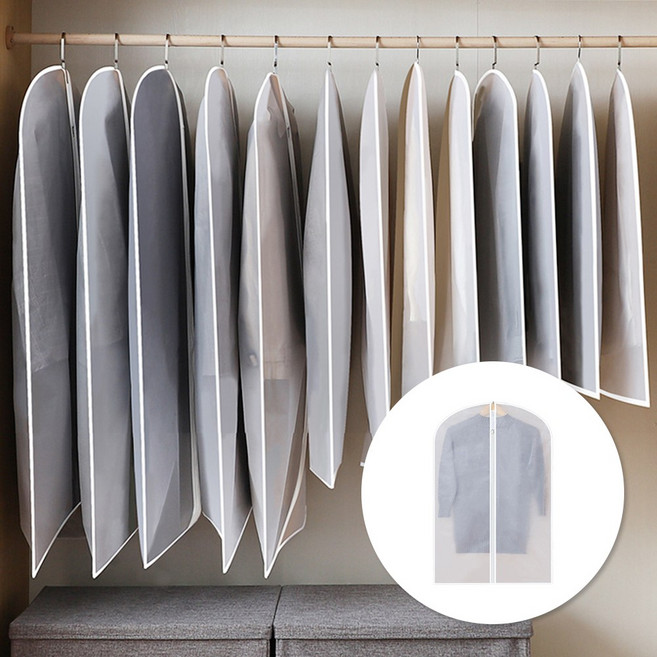 KPG 옷커버 60x140cm 반투명 부직포 의류 보관 가리개 덮개 행거 세탁소 비닐 코트 정장 셔츠, 본상품, 1개, 1개입