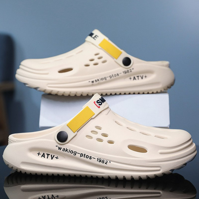 남성용 여름 슬리퍼 미끄럼 방지 두꺼운 밑창 대형 비치 홀 신발