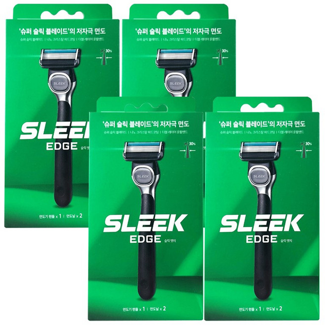 슬릭 엣지 면도기, 4세트, 면도기1개+면도날2개