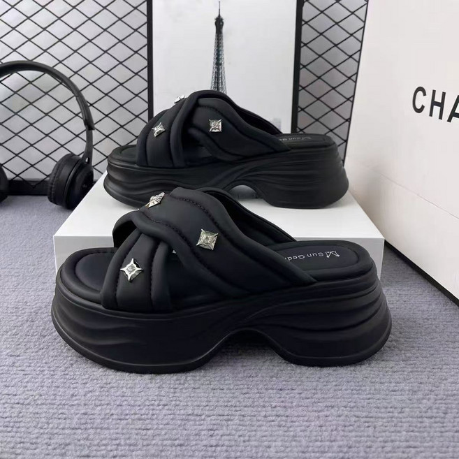 통굽 슬리퍼 여성 키높이화 미끄럼 방지 부드러운 굽 높은 구두 5CM