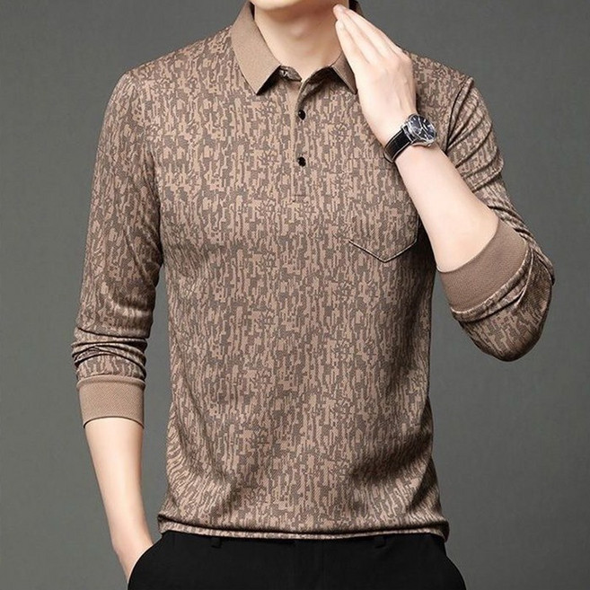 남성 봄 가을 폴로 티셔츠 캐주얼 순면 고급 자수 카라넥 이너 긴팔티 패션 루즈핏 폴로티 상의 WMY