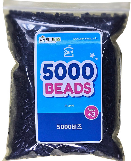 지니비즈 싱글컬러 리필팩 5mm 비즈 5000개 1팩, 블랙, 1개