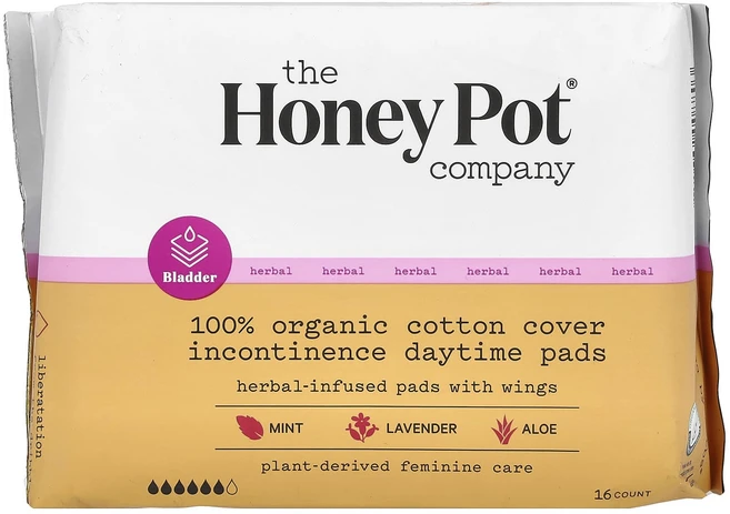 The Honey Pot Company 허브 함유 날개형 순면 패드 유기농 요실금 데이타임 16개, TheHoneyPotCompany허브함유날개형순면패드유, 1개 - 쿠팡