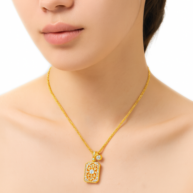 COCOYOU 여성용 14K 도금 평안 럭셔리 펜던트 목걸이 L-16