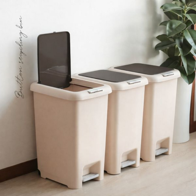 깔끔한 모던 대용량 휴지통 투버튼 버튼형 페달형 브라운 사각 반원 쓰레기통 분리수거함 45L 50L 30L, 리스토 휴지통 (사각45L 브라운 1p), 1개