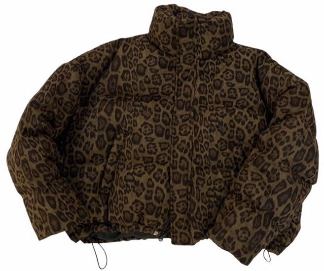 삼제태전 여성 겨울 루즈핏 하이넥 레오파드 스타일리쉬 숏패딩