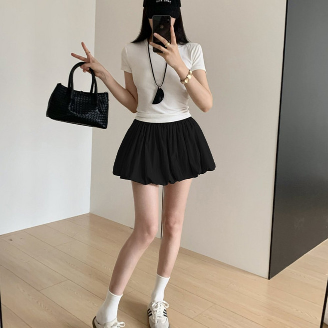 플랜앤유 여자 속바지 파스텔 벌룬 밴딩 미니 스커트