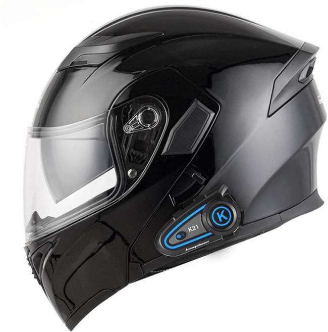 당당상점 블루투스 오토바이 헬멧 초경량 시스템 풀페이스 듀얼바이저 장시간 라이딩, 블랙 (K21 블루투스)