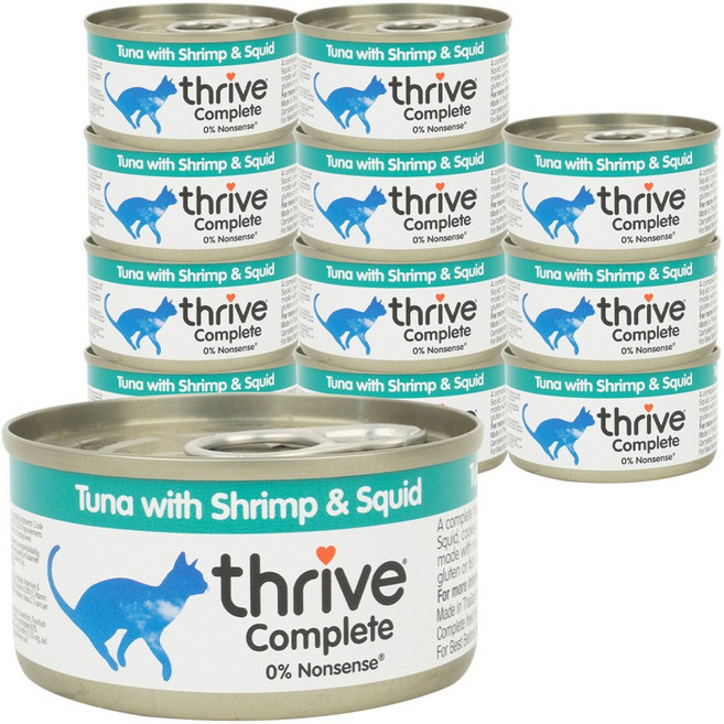 쓰라이브 전연령용 고양이 컴플리트 그레인프리 주식캔, 새우, 75g, 12개