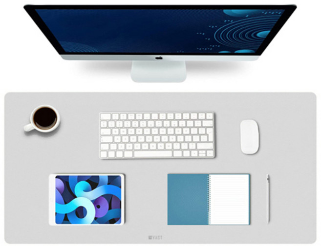 야스트 가죽 데스크 매트 책상 패드 테이블 논슬립 와이드 대형 마우스 장패드, 라이트 그레이