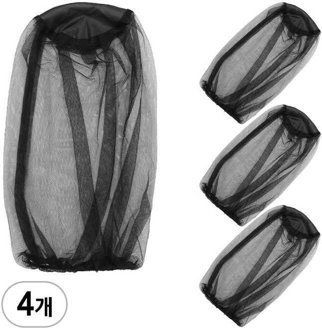 양봉 방충망 얼굴 모기장, 4개, 블랙