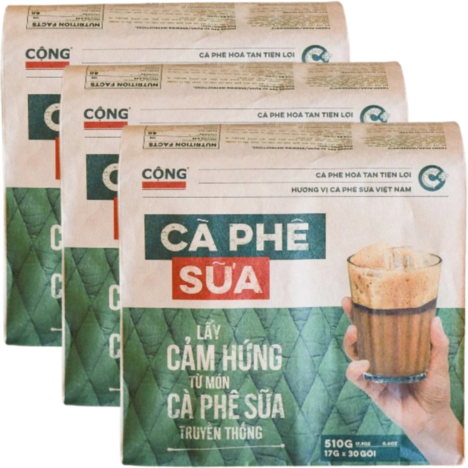 콩카페 베트남 인스턴트 카페 쓰어 커피믹스, 17g, 3개, 30개입