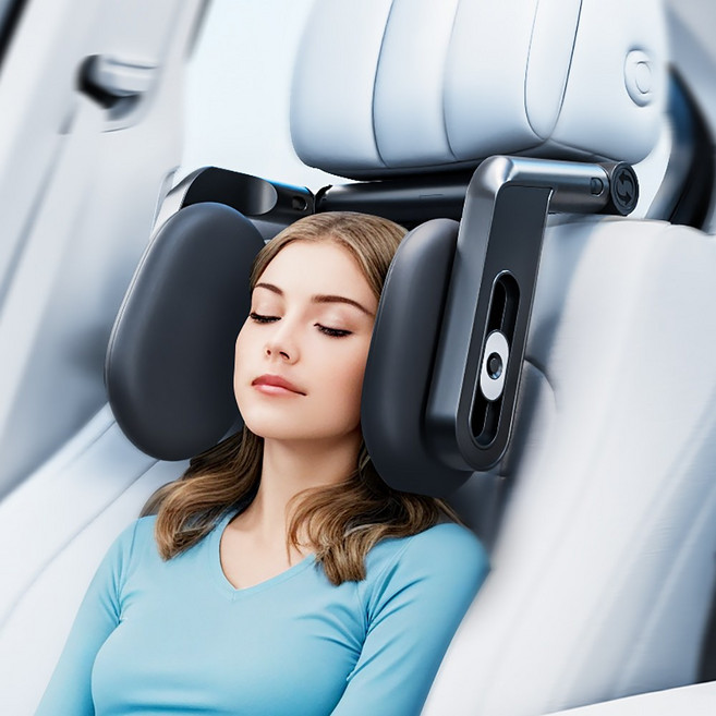 스틸리 차량용 헤드레스트 목 쿠션 목받침 베개 장거리 여행 필수템, A13 블랙, 1개