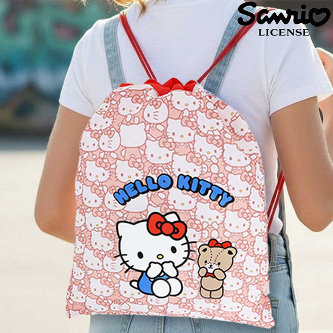 산리오 KOREA 정품 잔패턴 조리개 보조가방 초등 학생 신발 주머니 가방