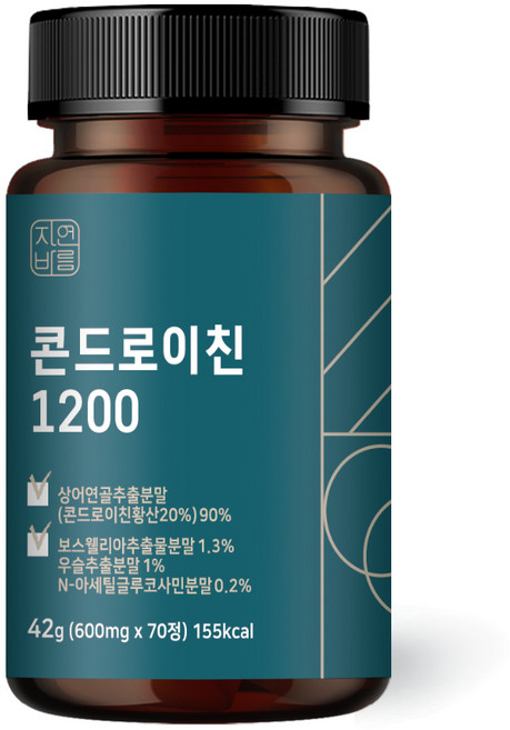 자연바름 콘드로이친 1200 상어 연골 칼슘 분말 가루 정, 70정, 1개