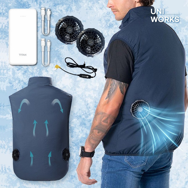 UNIWORKS 쿨 선풍기조끼 여름 쿨링 아이스 냉풍 조끼