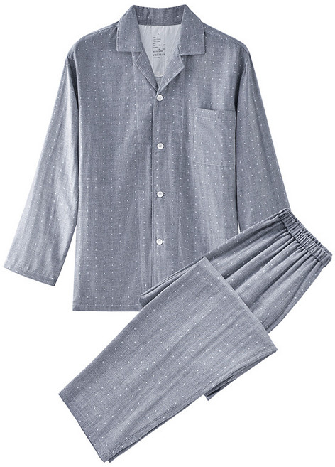 家居服良品雙層紗居家服睡衣全棉男款女款日系舒適格子