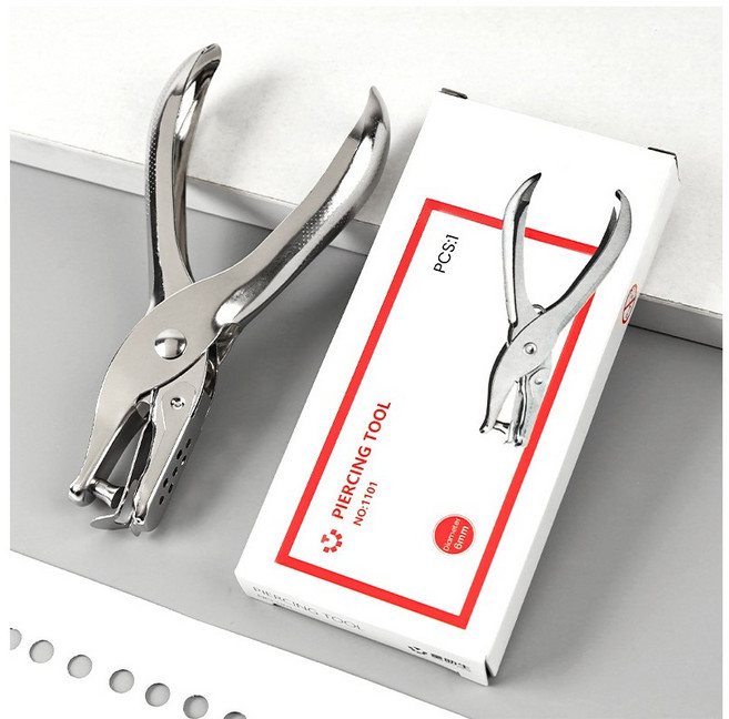 금속 1공 펀칭기 휴대용 문서 타공기 스테인리스 종이 펀치, 1개, 본품