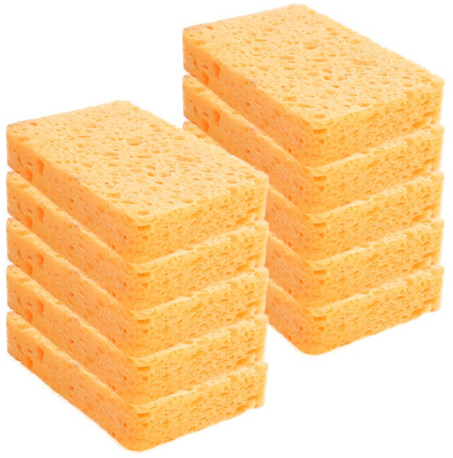 뉴리스 무흠집 천연 펄프 주방 수세미, 10개, 1개, 오렌지