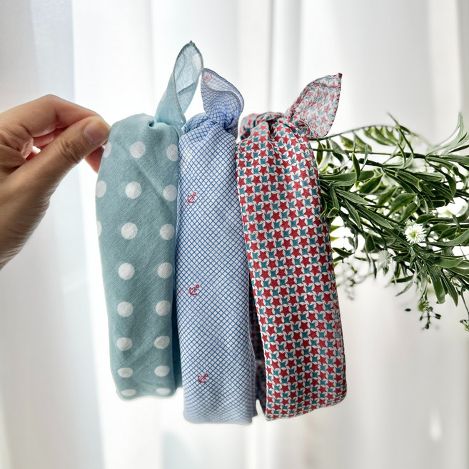 VVG 여성손수건 3장 아사면 선물용 국산 사계절 쁘띠스카프 목손수건