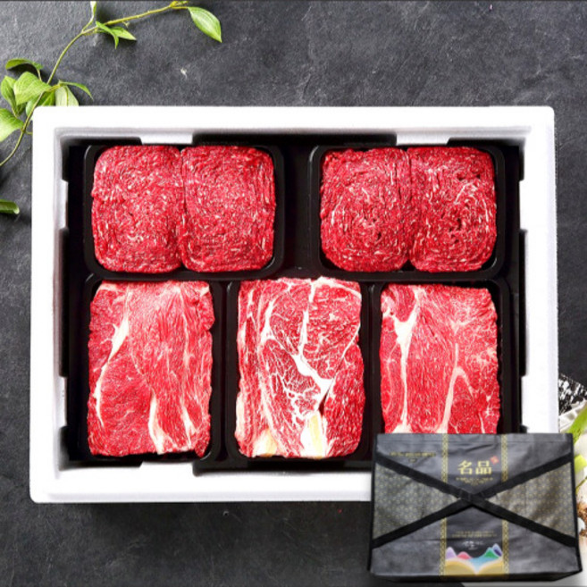 [삼시세끼연구소] 농협 무항생제 한우 선물 세트 구이용 국거리 1등급 선물포장 명절 설 선물세트 양지 등심 안심 채끝 안창살 살치살 모듬, 2.2kg, 1개