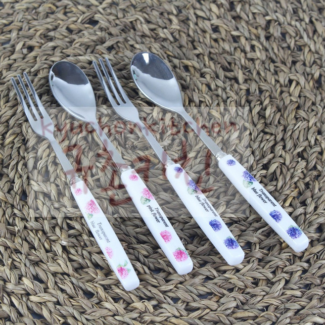 명성아트 [규촌키친] 대신통상 스텐 수련화 스푼 포크 티스푼 티포크 개별2개입 (미니스푼 가정용스푼 스텐포크 스텐스푼 스테인리스스푼 식당용포크 업소용스푼 심플한디자인 티타임), (블루)스푼, 2개