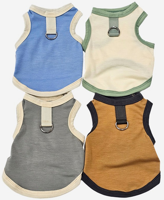 노멀 순면 민소매 애견의류 강아지옷, 1개, 그레이