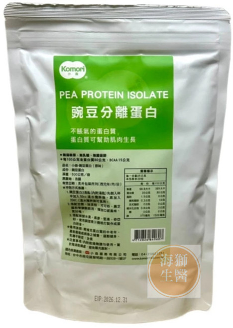 小森 豌豆分離蛋白, 1個, 小森豌豆分離蛋白500g/袋