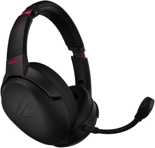 ASUS ROG Strix Go 2.4 일렉트로 펑크 무선 게이밍 헤드폰 USB-C GHz 어댑터 AI 노이즈 캔슬링 마이크 PC Mac 닌텐도 스위치 PS4용