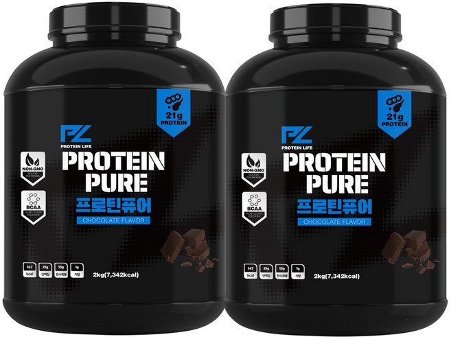 1+1 마켓디 프로틴 퓨어 2kg x 2 살찌는 헬스 칼로리 벌크업 탄수화물 체중증가 식물성 단백질 보충제 프로틴 가루, 2개