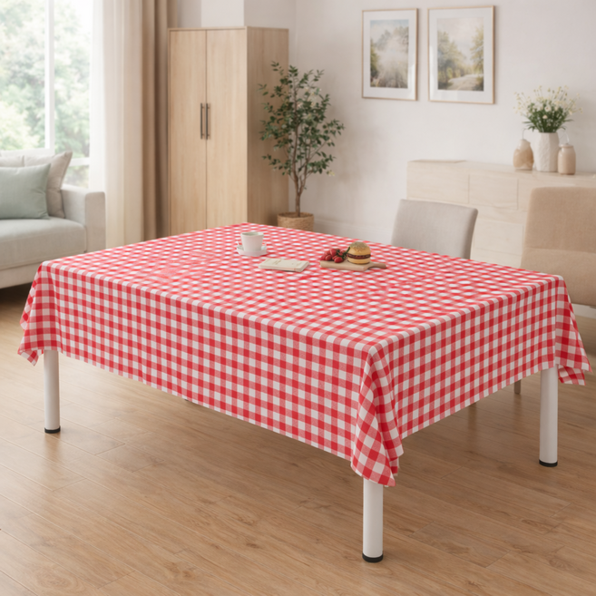 지피코 크리스마스 식탁보 파티 테이블보 일회용 방수 식탁보., 3개, 137x274cm, 레드 체크