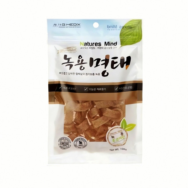 애견간식 녹용명태 100g 반려동물 간식 사료 건강 칼슘 영양 수조기 간편식 단백, 본상품, 1
