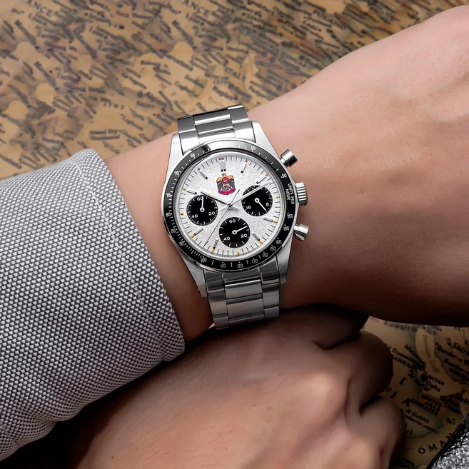 【T010 】 THORN37mm 직경 시계 Paul Newman 쿼츠 무브먼트 크로노그래프 패셔너블한 복고풍 트렌드 커플/, 05 T010-F-k9 glass