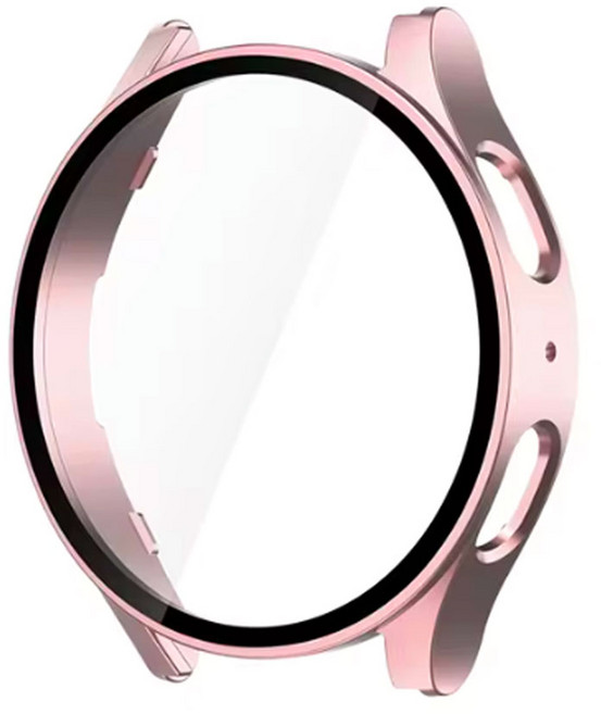 디나인워치 갤럭시워치 7 6 강화유리 풀커버 하드케이스, 로즈핑크, 1개